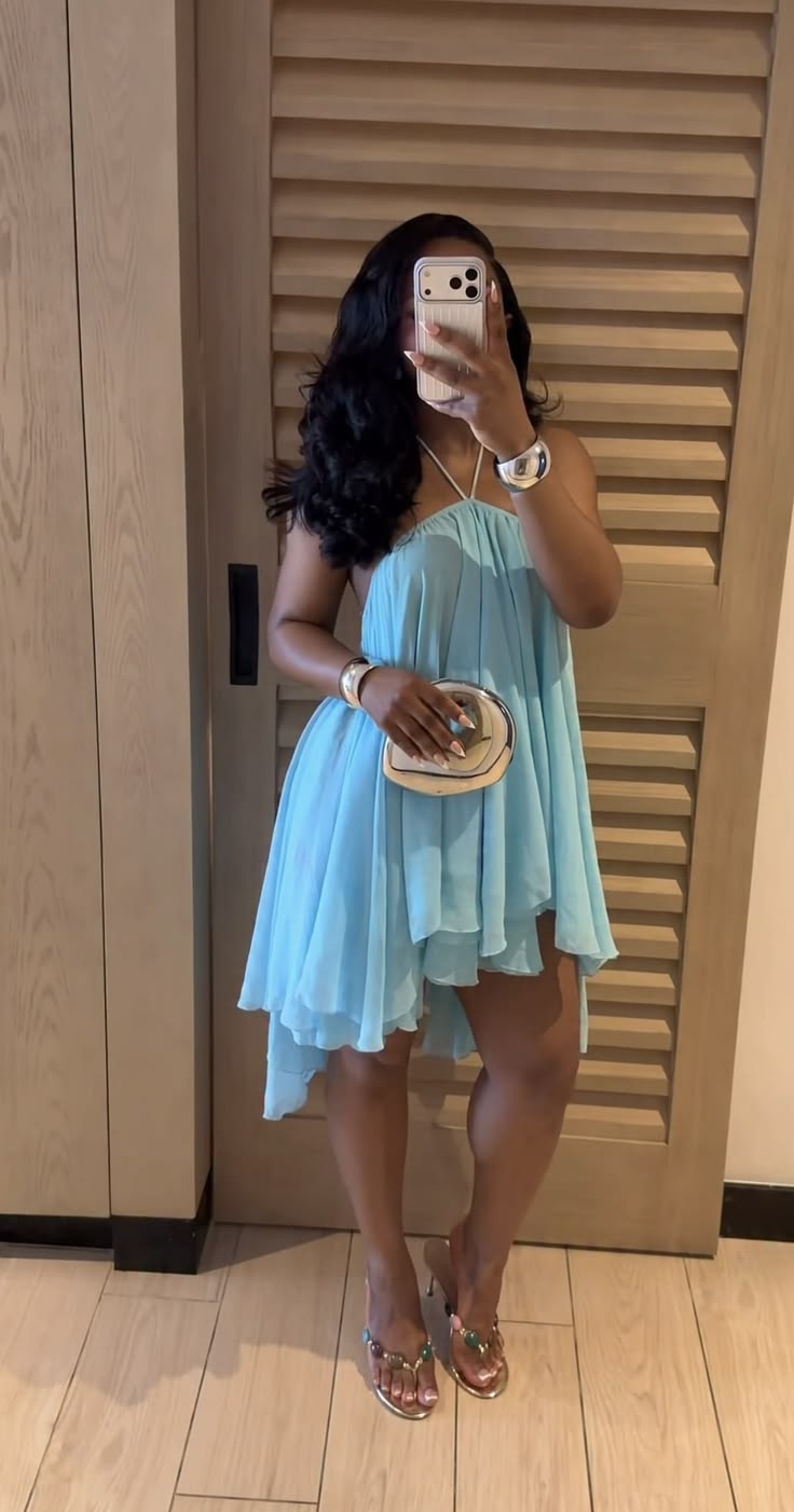 Blue A Line Halter Flowy Chiffon Short Homecoming Dress Outfits SH5742 - US 0 / Custom Color(Leave color in the seller b