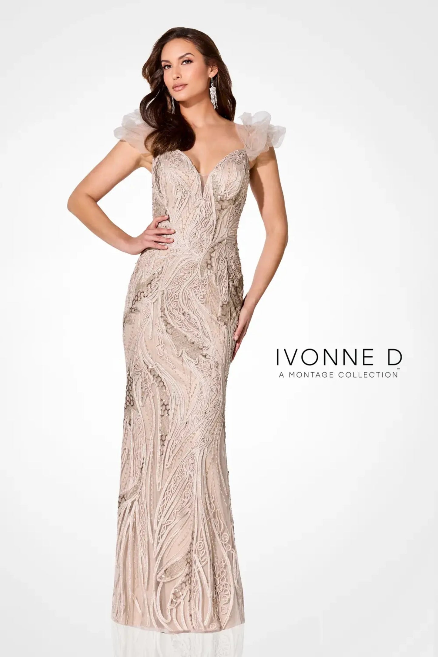 Navy Blue Margot Beaded Evening Dress
