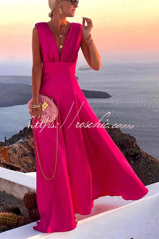 Rose red Evangeline V-Neck Maxi Dress