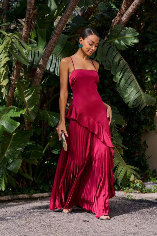 Margot Asymmetric Dress in Red