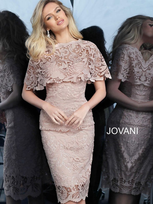Jovani 1401 Strapless with Capelet Short Formal Dress - MadameBridal.com
