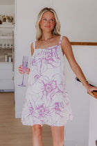 Tropical Twilight Floral Mini Dress - M / ivory