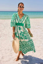 Hadley Green Printed Midi Dress