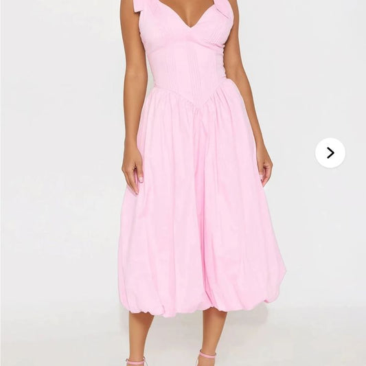 Fashion Nova Dresses | Fashion Nova Pink Sweetheart Midi Sundress | Color: Pink | Size: M