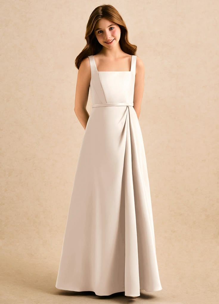 Arabella A-Line Matte Satin Flower Girl Dress