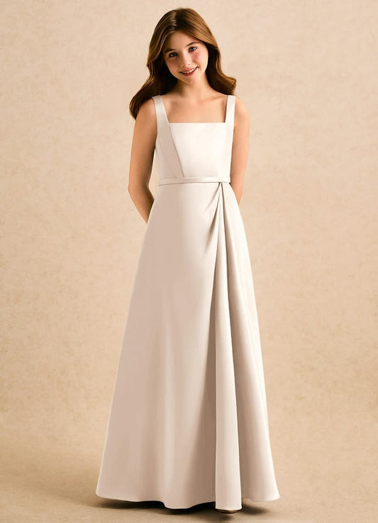 Arabella A-Line Matte Satin Flower Girl Dress
