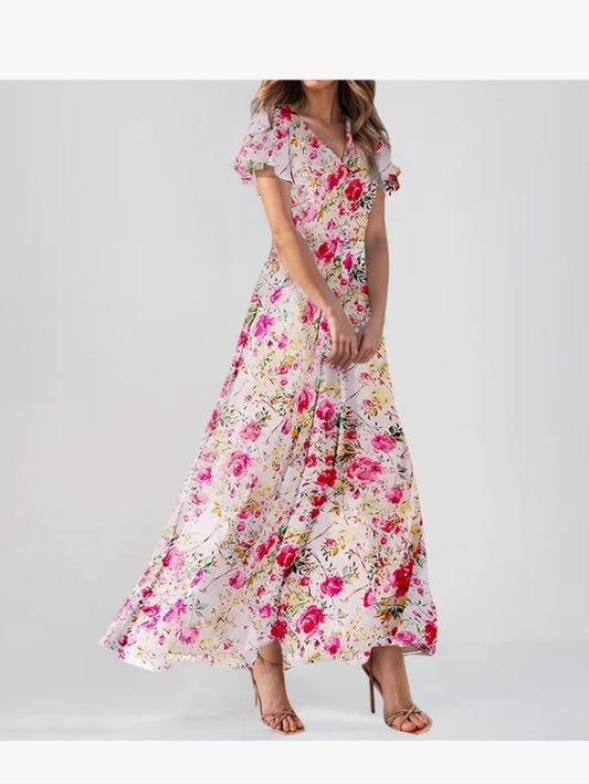 Isabelle Floral V-Neck Maxi Dress