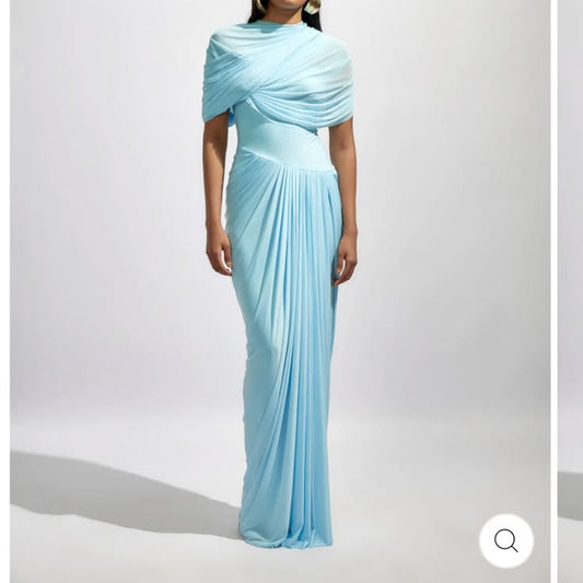 Jasmine Silk Crepe Dress in Cobalt
