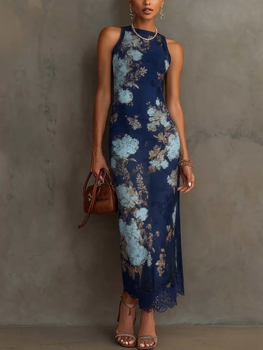 Margot Lace-Splice Floral Dress