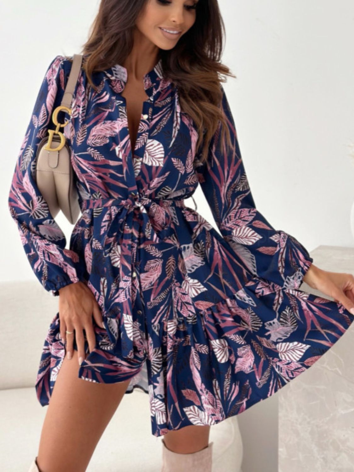 Blush Pink Arabella Floral Ruffle Dress