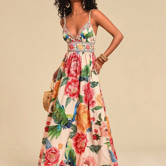 Luciana Boho Floral Maxi Dress