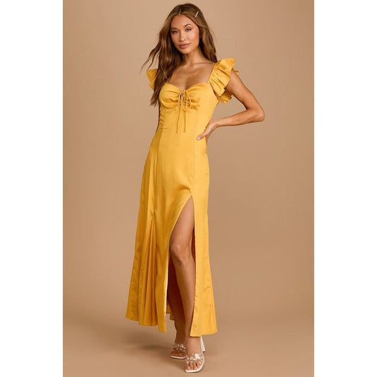 Margot Ruffled Maxi Dress in Mustard