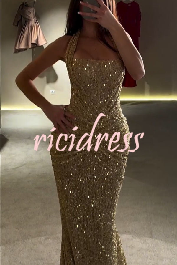 up Drape Flare Maxi Dress Velda Sequin Halter Maxi Dress