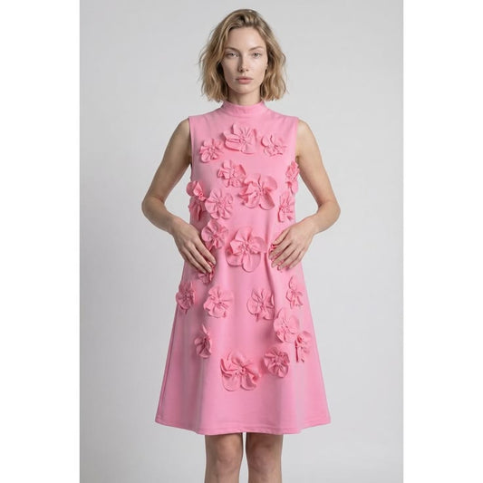 Iris Pink Floral Appliqué Mini Dress