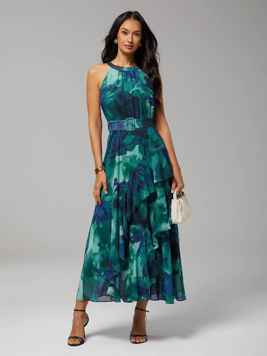 Isadora Floral Chiffon Tiered Maxi Dress