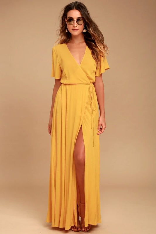 Margot Cold-Shoulder Wrap Maxi Dress