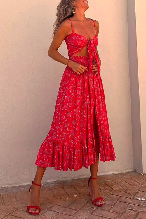 Margot Printed Cami Dress with Tie Front