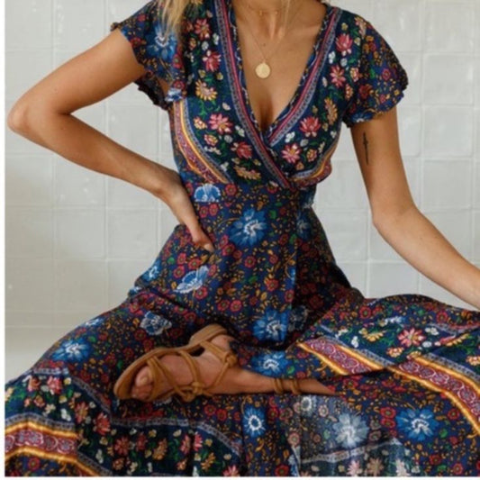 Isadora Boho Wrap Midi Dress