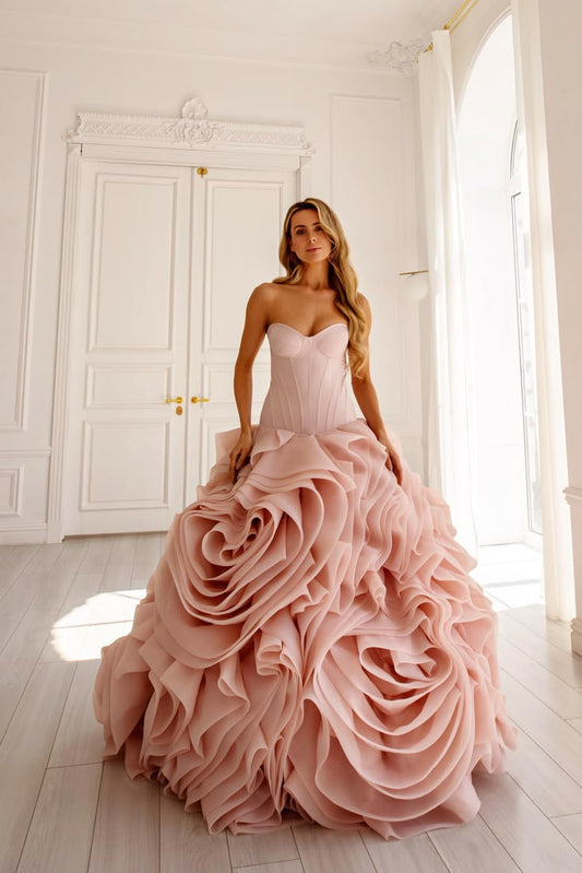 Arabella Satin Bridal Gown with Organza Skirt