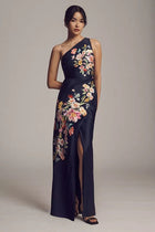 Dylan Stretch Satin One-Shoulder Maxi Dress