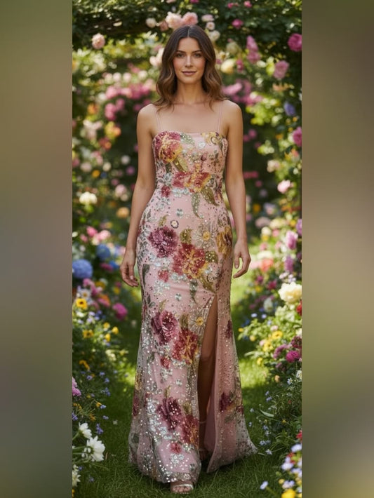 Arabella Sequin Floral Maxi Dress