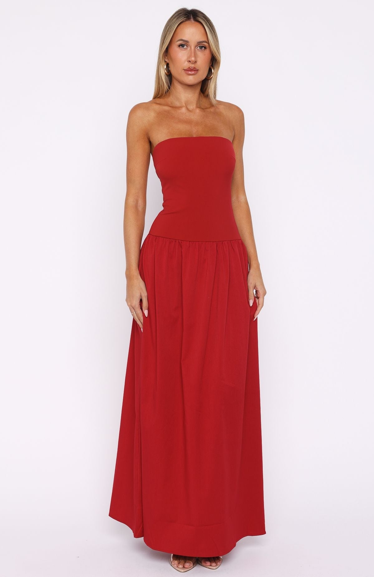 Margot Crepe Maxi Dress in Red