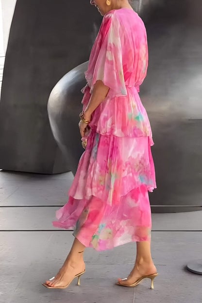 Pink Margot Chiffon Midi Dress