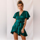 Selfie Leslie Dresses | Cami Angel Sleeve Faux Wrap Dress Jade | Color: Green | Size: S
