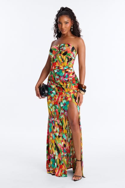 Destiny Strapless Maxi Dress in Green
