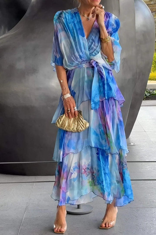 Blue Margot Chiffon Midi Dress
