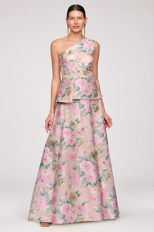Mia One Shoulder Gown - 18 / Blush Multi