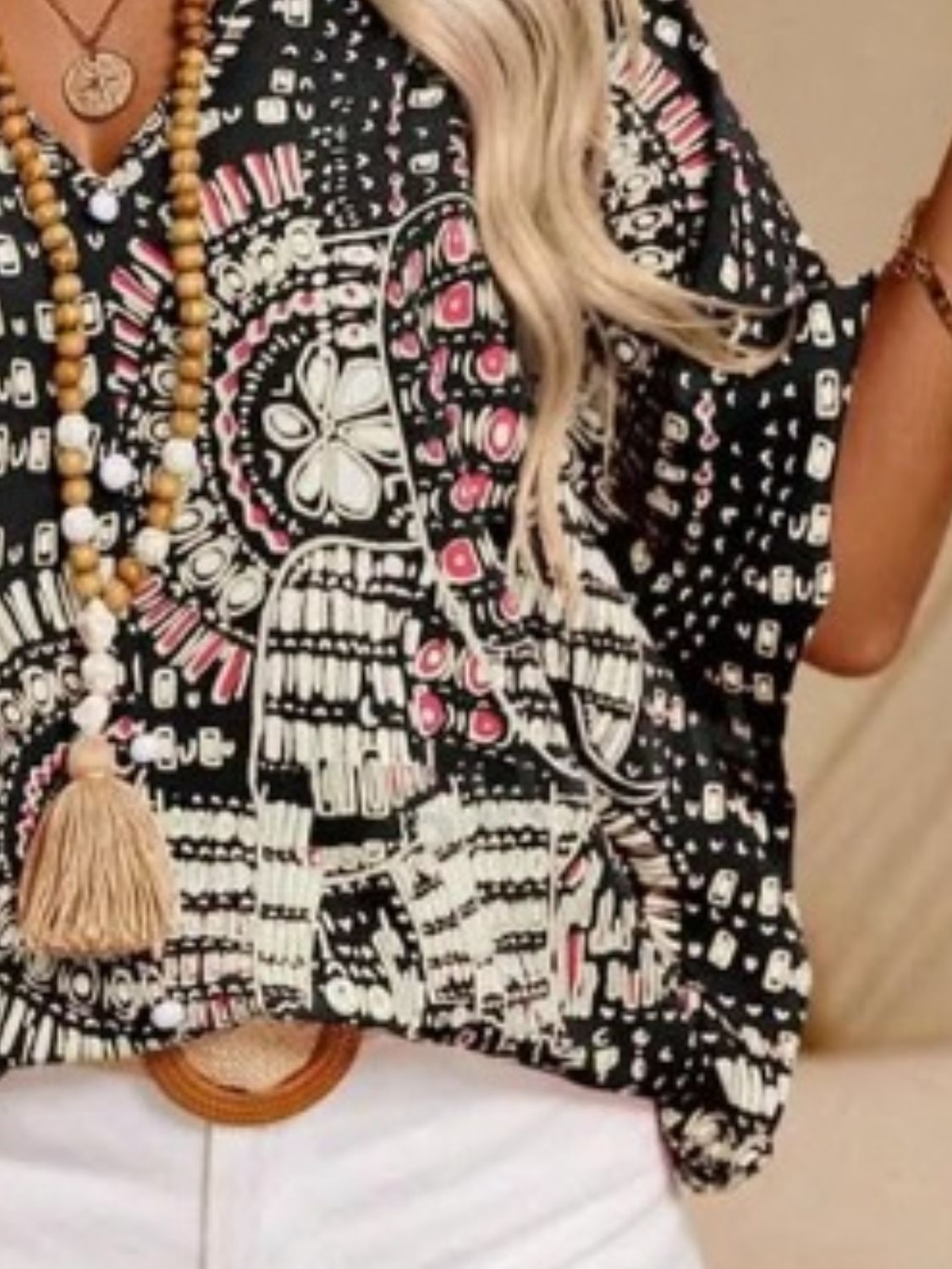 Neck Half Sleeve Top Margot Printed V-Neck Tiered Dress