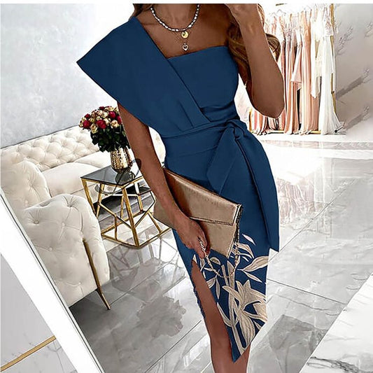 Margot One-Shoulder Dress in Azure