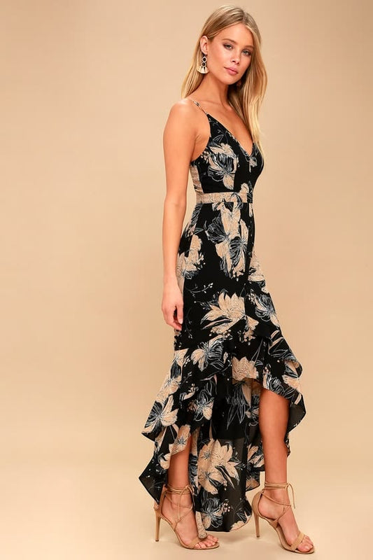 Darling Floral High-Low Maxi Dress