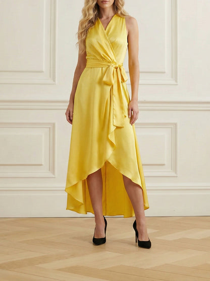 GREEN Margot High-Low Ruffle Maxi Dress