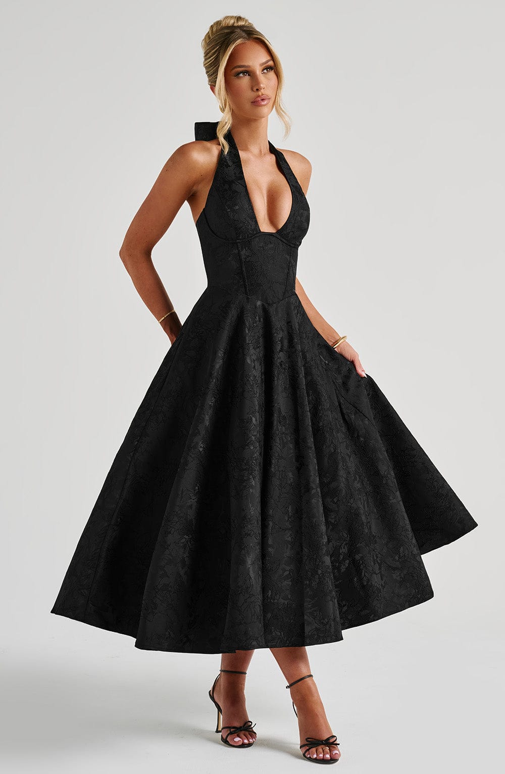 Black Effie Lemon Midi Dress