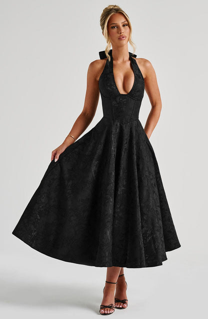 Black Effie Lemon Midi Dress