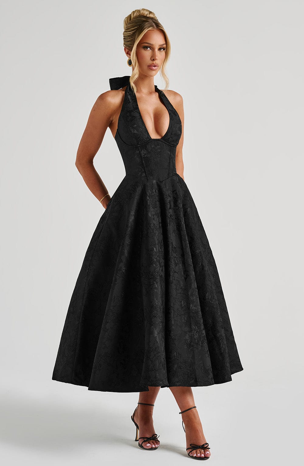 Black Effie Lemon Midi Dress