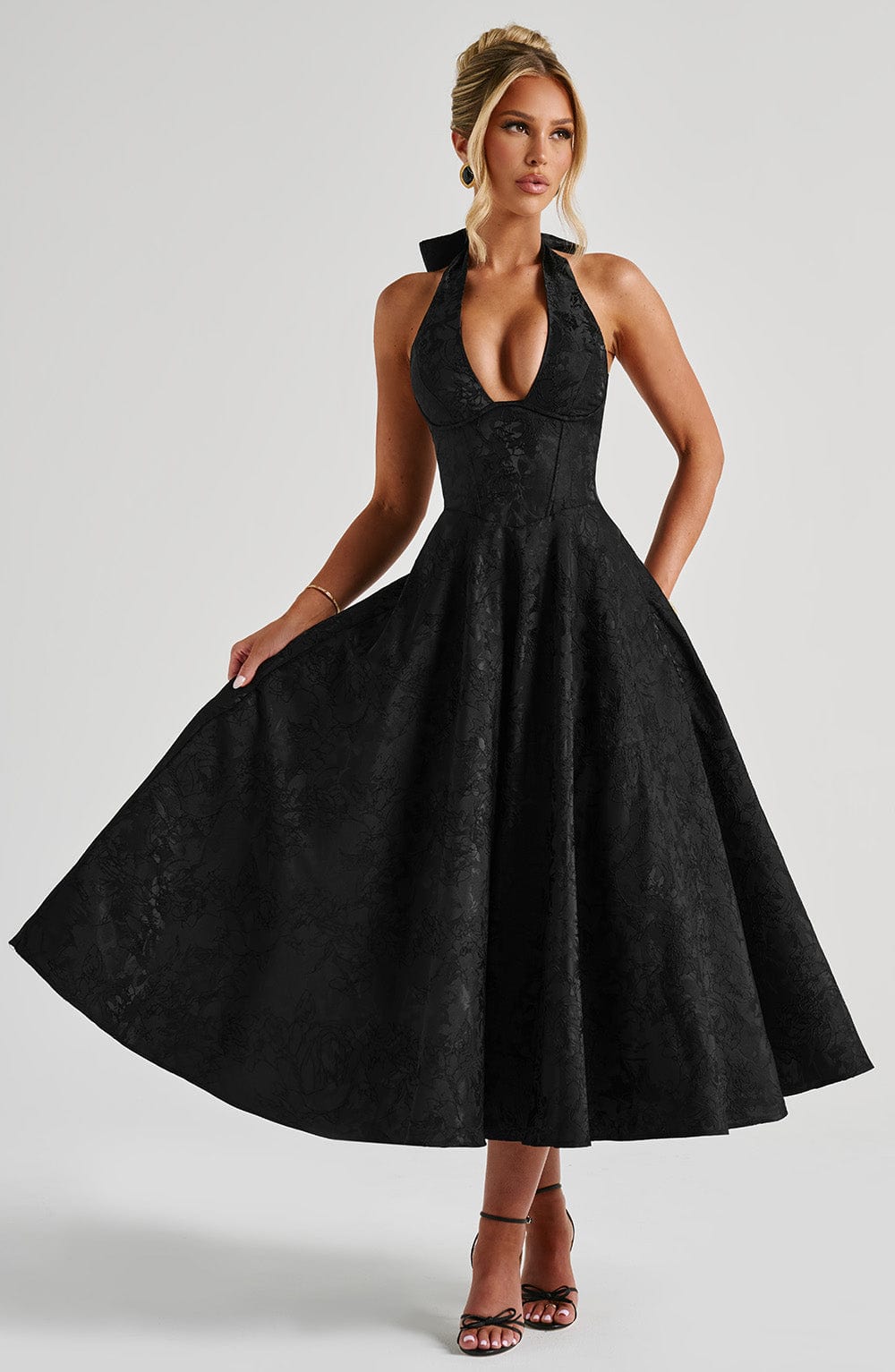 Black Effie Lemon Midi Dress