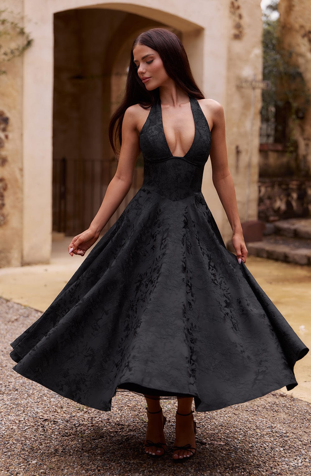 Black Effie Lemon Midi Dress