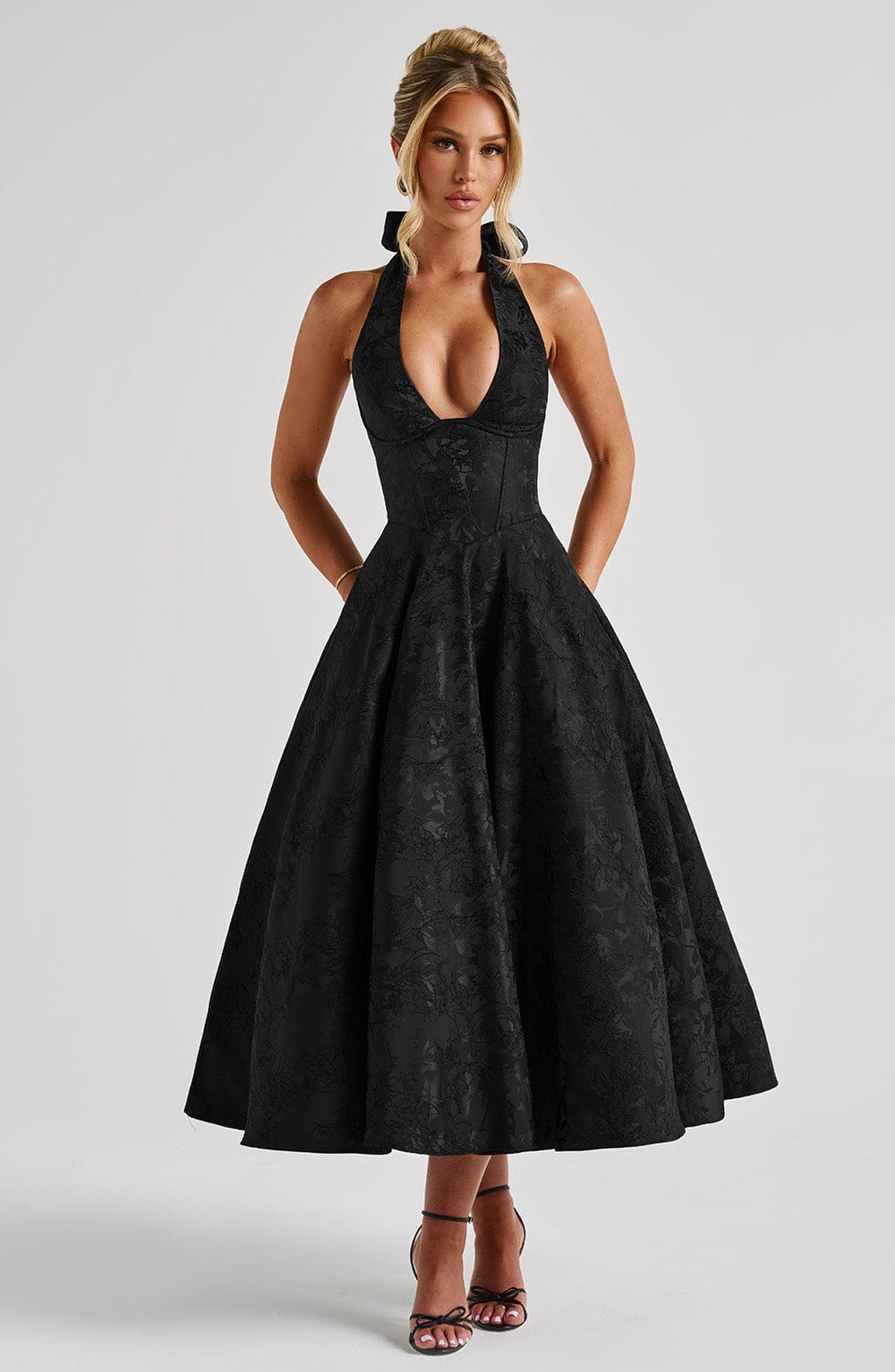 Black Effie Lemon Midi Dress