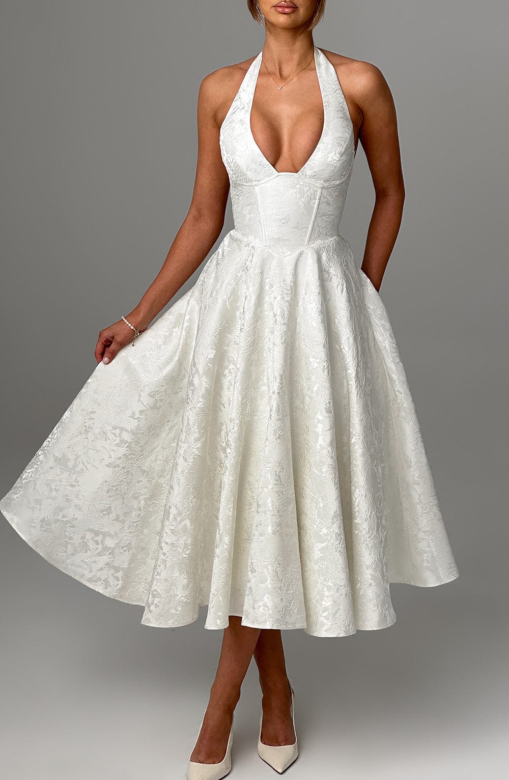 Ivory Effie Lemon Midi Dress