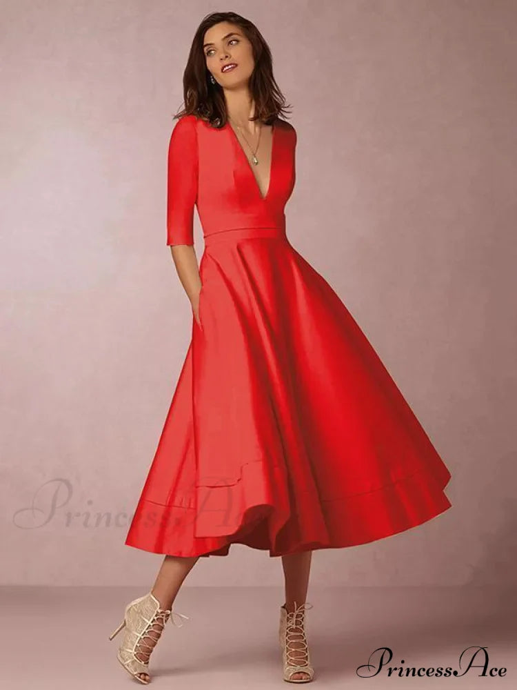 Black Isabelle V-Neck Evening Dress in Ivory