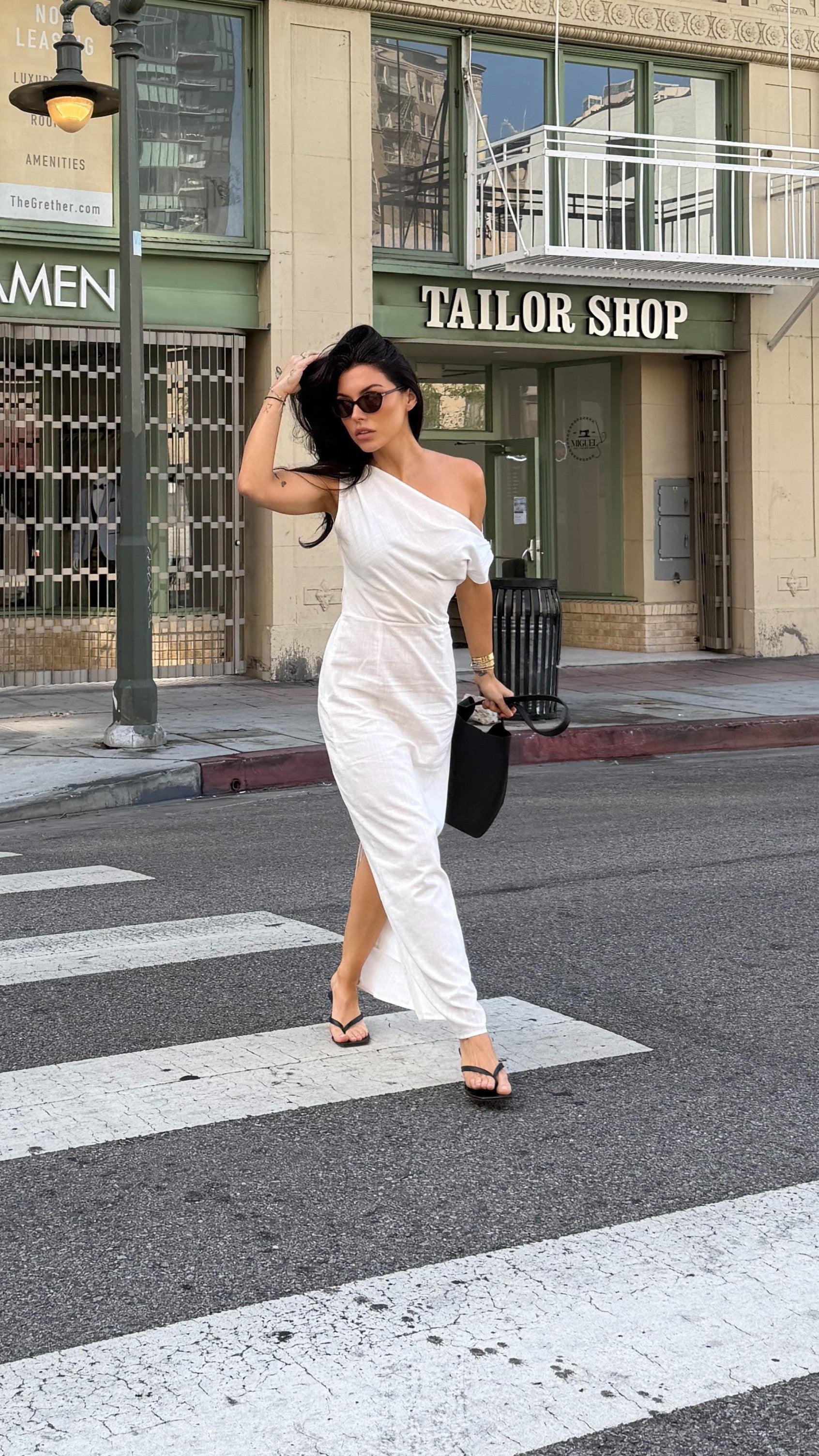 White Luci Silk Maxi Dress