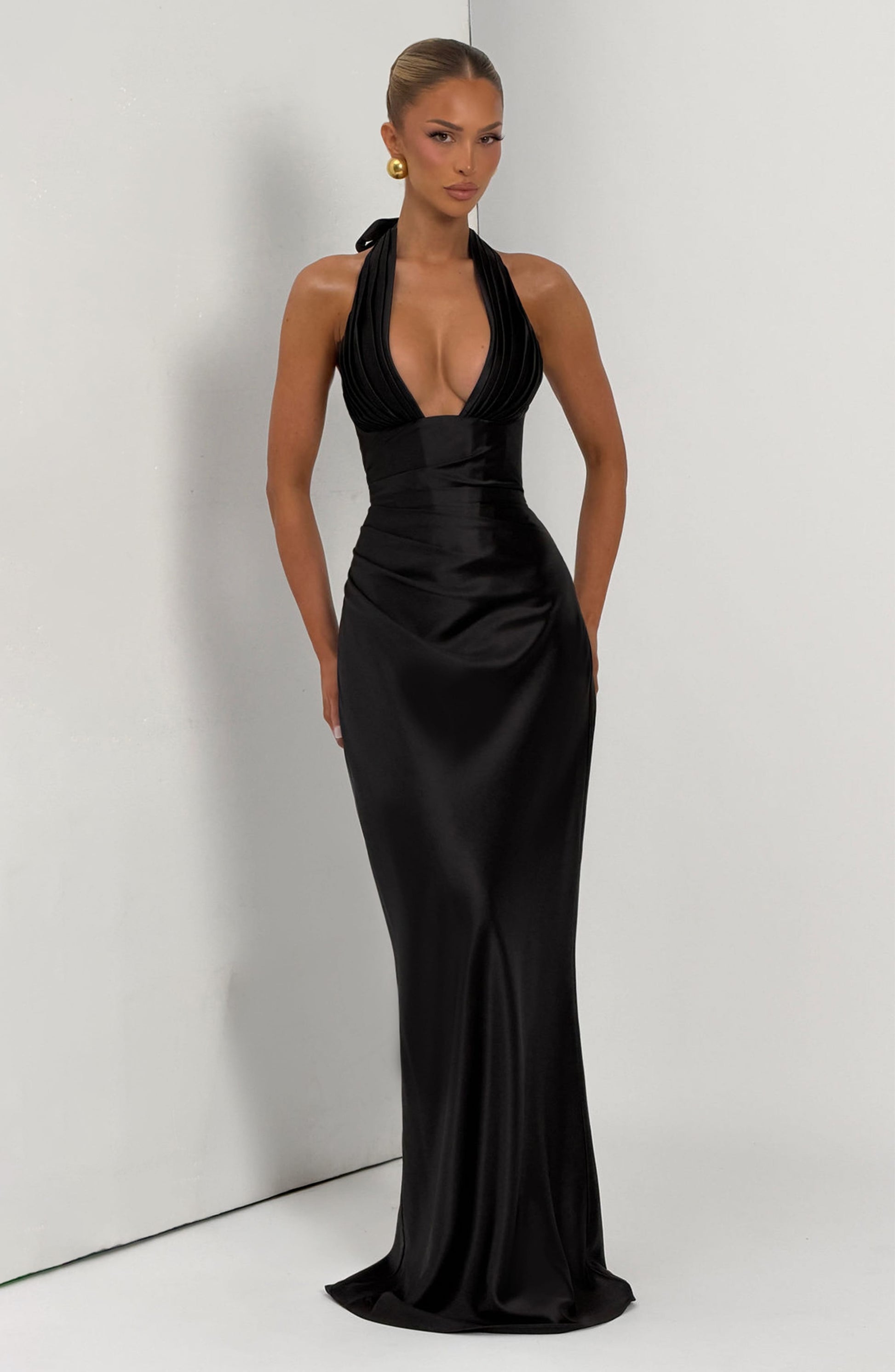 Black Elowen Cherry Lacquer Maxi Dress