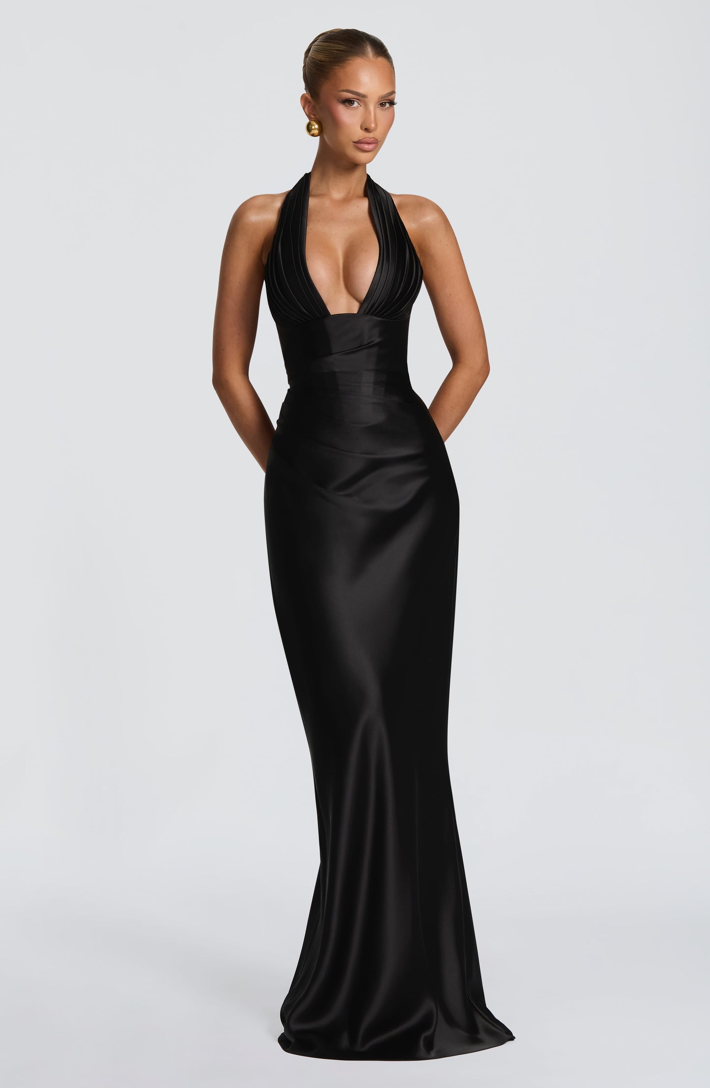 Black Elowen Cherry Lacquer Maxi Dress