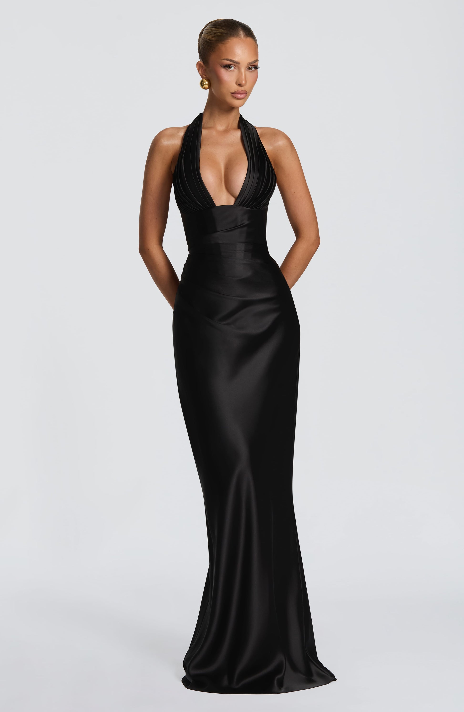 Black Elowen Cherry Lacquer Maxi Dress