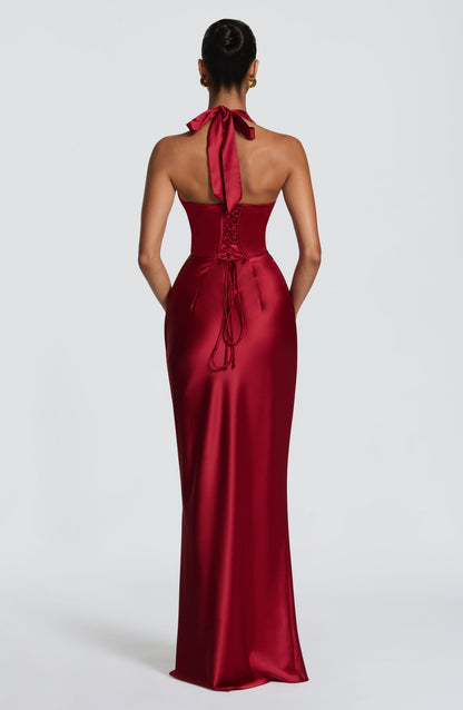 Deep Red Elowen Cherry Lacquer Maxi Dress