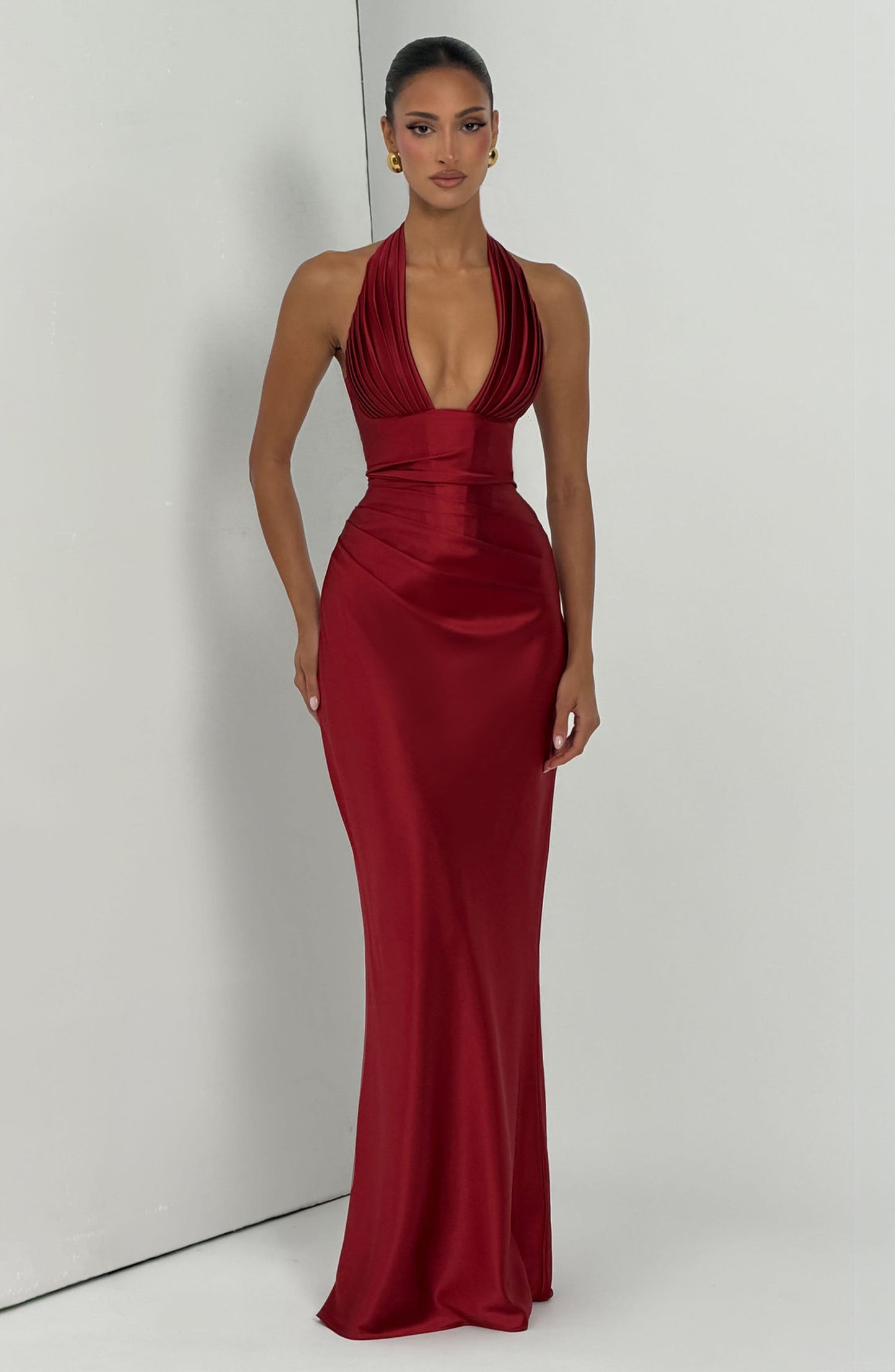 Deep Red Elowen Cherry Lacquer Maxi Dress