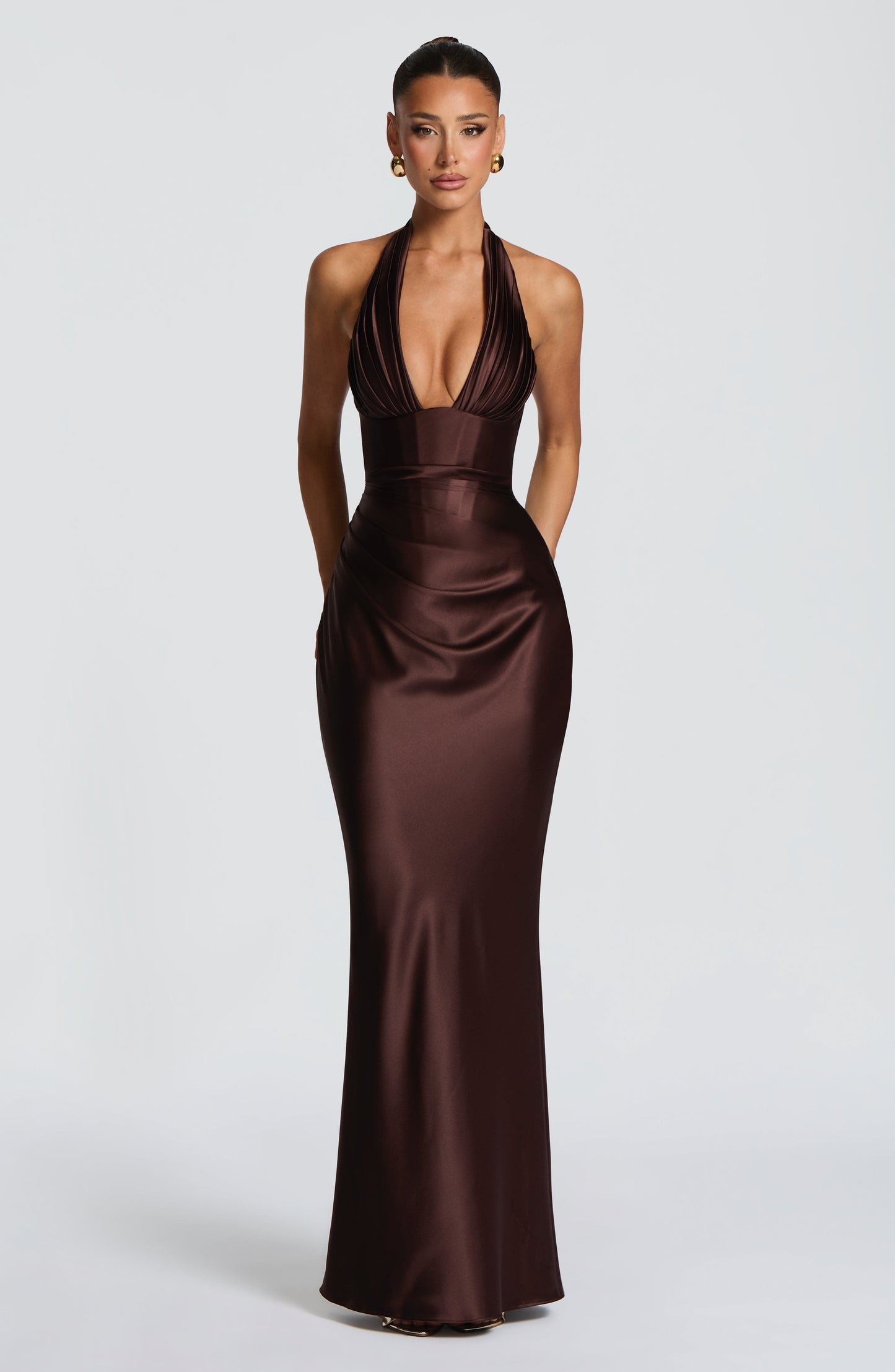Plum Brown Elowen Cherry Lacquer Maxi Dress